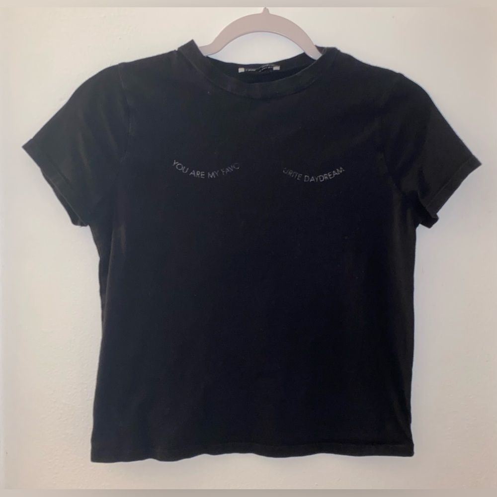 ZARA Trafaluc “You Are My Favourite Daydream” Rare Fall Winter Black T-shirt